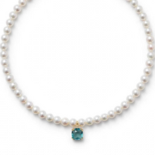 Carica l'immagine nel visualizzatore di Gallery, COLLANA PERLE 4-4,5MM CON TOPAZIO AZZURRO
