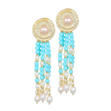 Carica l'immagine nel visualizzatore di Gallery, ORECCHINI PERLE E TURCHESE CLEA