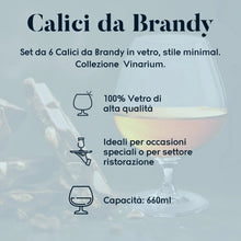 Carica l'immagine nel visualizzatore di Gallery, SET CALICI BRANDY VINARIUM 6 PZ