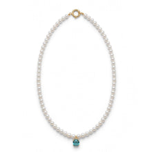 Carica l'immagine nel visualizzatore di Gallery, COLLANA PERLE 4-4,5MM CON TOPAZIO AZZURRO

