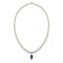 Carica l'immagine nel visualizzatore di Gallery, COLLANA PERLE 4-4,5MM CON QUARZO BLU
