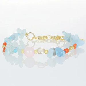 BRACCIALE CON ACQUAMARINA E QUARZO NIVY ESSENCE