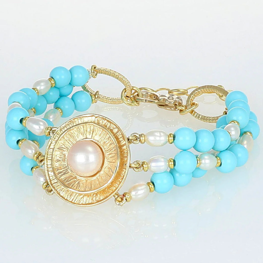 BRACCIALE PERLE E TURCHESE CLEA