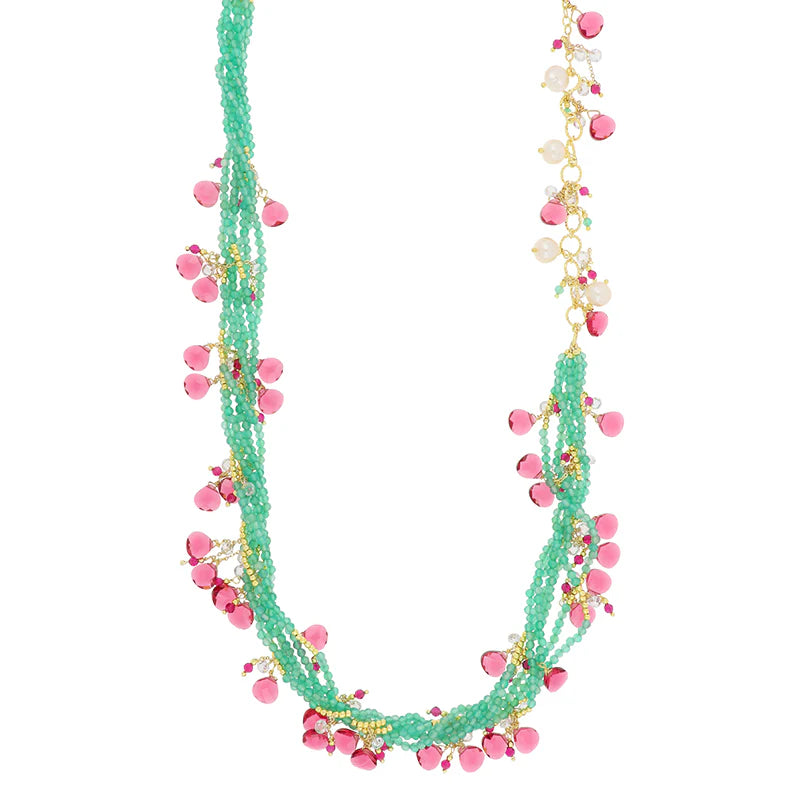 COLLANA ESMERALDA IN ARGENTO E PIETRE COLORATE