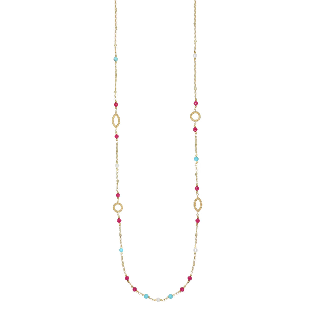 COLLANA LUNGA CON AGATA E PERLE