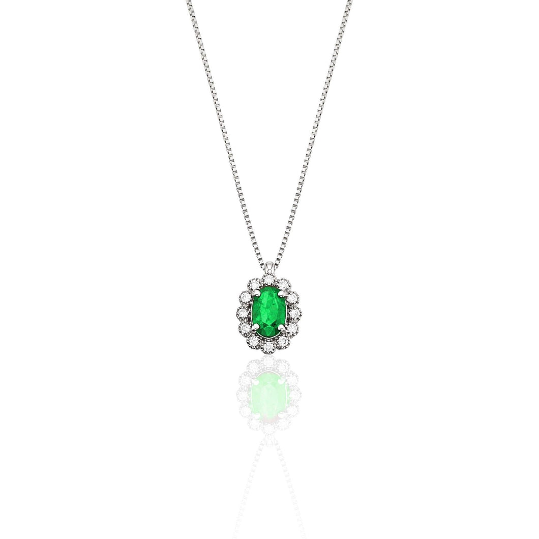 COLLANA CON SMERALDO E DIAMANTI
