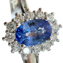 Carica l'immagine nel visualizzatore di Gallery, Anello Zaffiro Ceylon Ovale 0,49ct e Diamanti
