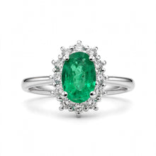 Carica l'immagine nel visualizzatore di Gallery, Anello Smeraldo Ovale 0,44ct e Diamanti
