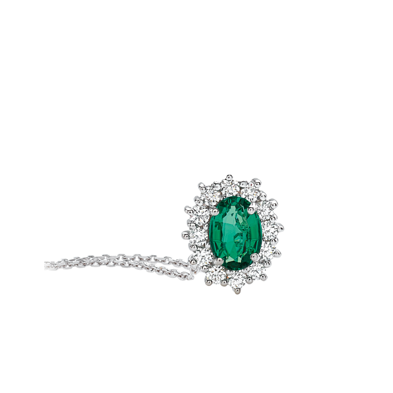 COLLANA CON SMERALDO E DIAMANTI