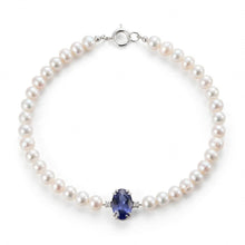 Carica l'immagine nel visualizzatore di Gallery, BRACCIALE PERLE 4-4,5MM CON QUARZO BLU
