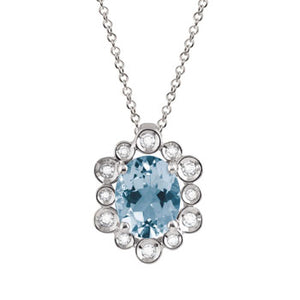COLLANA  DIAMANTI E ACQUAMARINA