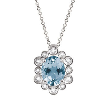 COLLANA  DIAMANTI E ACQUAMARINA