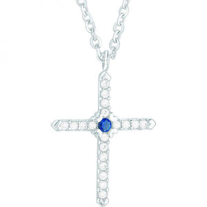 COLLANA CROCE DIAMANTI E ZAFFIRO GLB 741